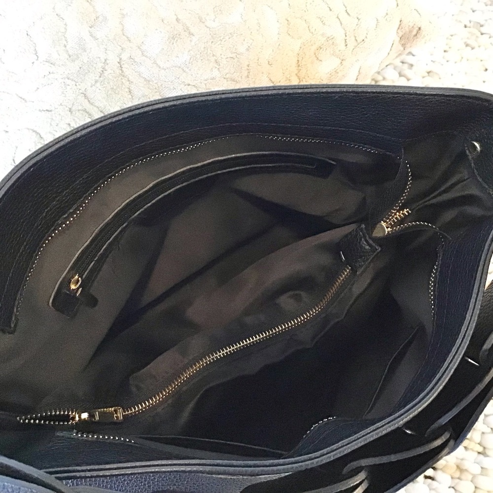 Leather Slouchy Tote/Hobo Bag Made in Italy, Black - Picture 8 of 8